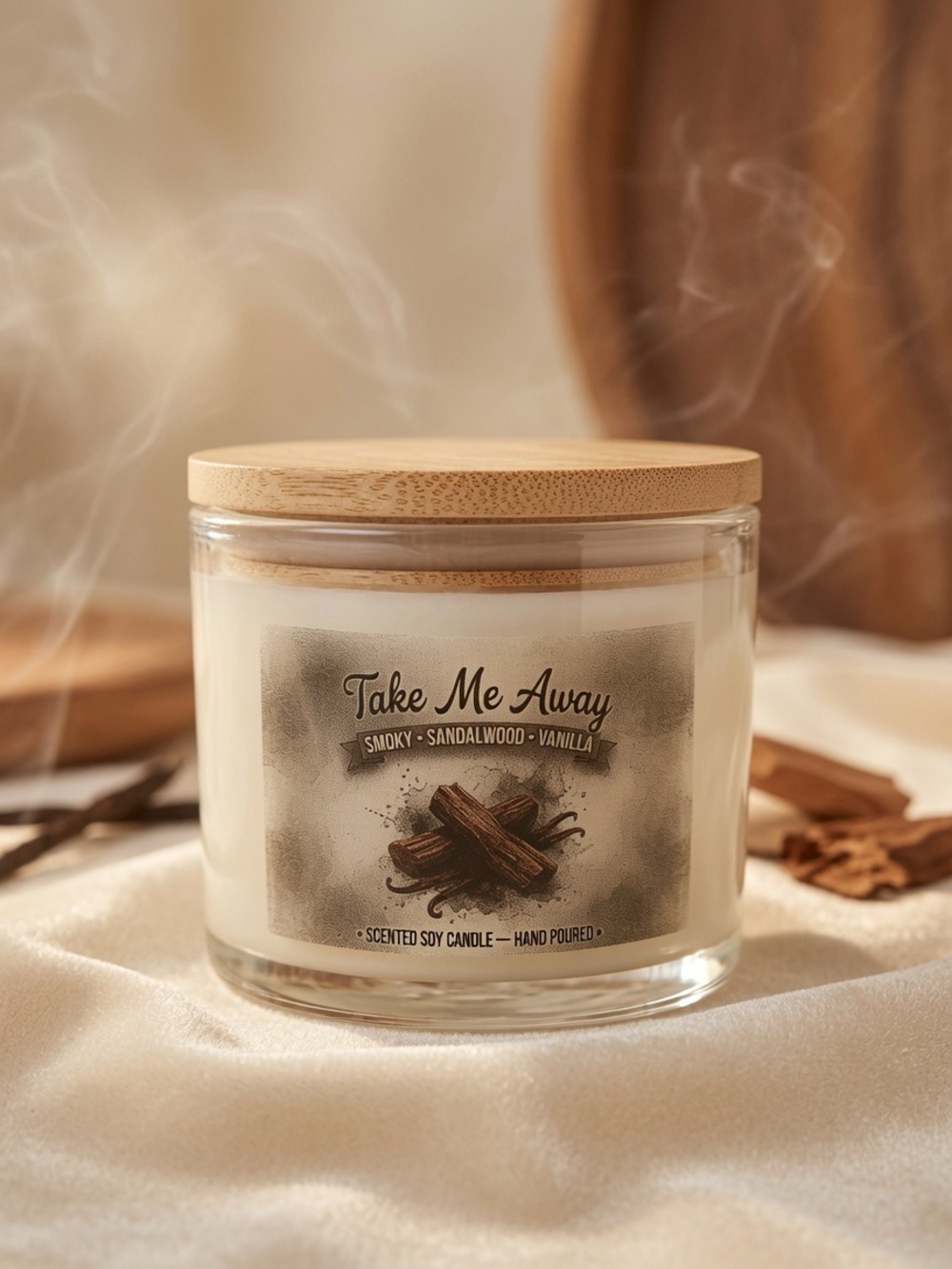 16oz Smoky Sandalwood Vanilla | Take Me Away Soy Wax Candle | Handcrafted